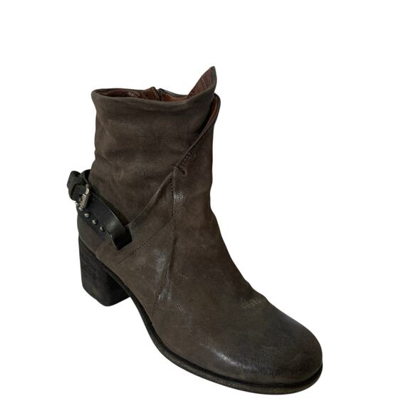 Gray A.S.98 Gray Distressed Heeled Ankle Boots 39 US 8,5 - Picture 8 of 9